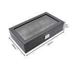 12 Grids Carbon Fiber Watch Box PU Storage Case Display Organizer Holder
