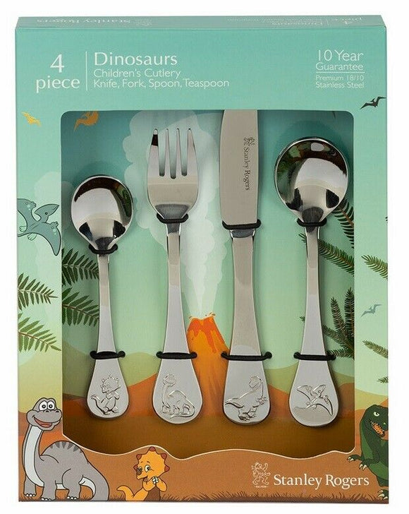 Stanley Rogers Children's Cutlery 4 Piece Set Dinosaurs Stainless Steel Gift Box