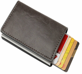 Leather Credit Card Holder Men's Money Cash Wallet RFID Blocking Purse Black