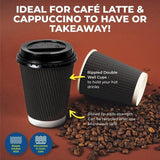 40pcs Drinkware Paper Cup Disposable Coffee Rippled With Lid Takeaway - 350ml