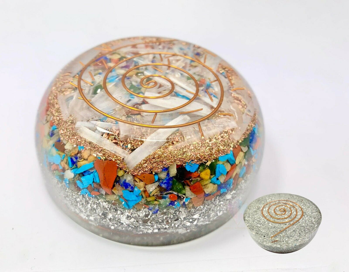 Mix Crystals Chakra Aluminium Orgonite Tower Buster EMF Protection Cry ...