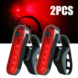 2x USB Rechargeable Bike Bicycle Cycling 4 Modes LED Front Rear Tail Light Lamp