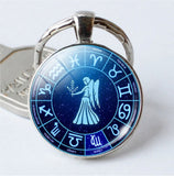 Virgo Keyring Constellation Keychain Glass Pendant Silver Plated