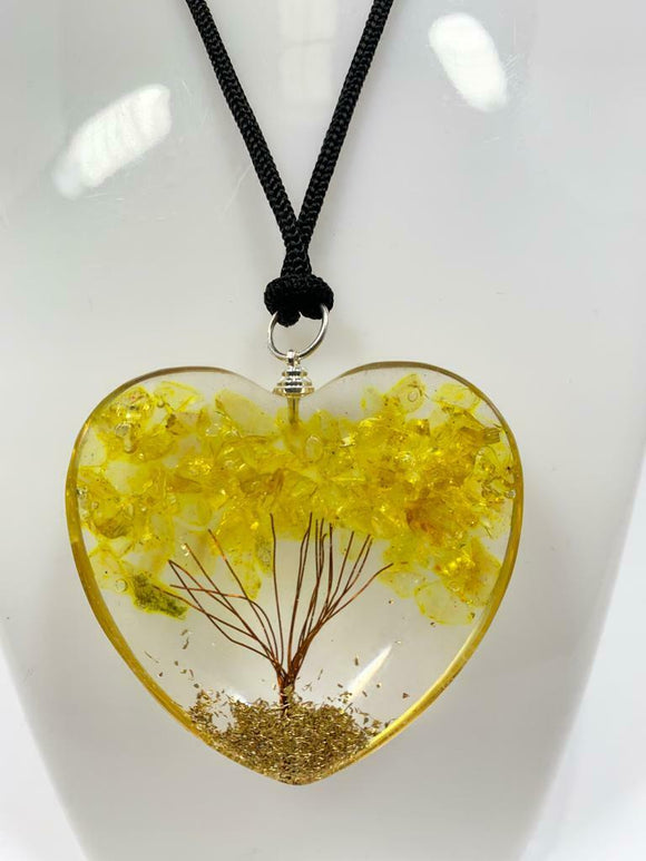 Citrine Tree of Life Orgonite Orgone Crystal Pendant Energy Healing Protection