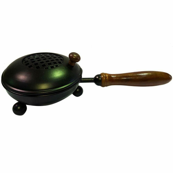 Resin Incense Burner Black Iron with Wooden Handle