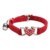 Adjustable Suede Collar Cat Kitten Dog Puppy Pet Safety ReleaseHeart Bling Red