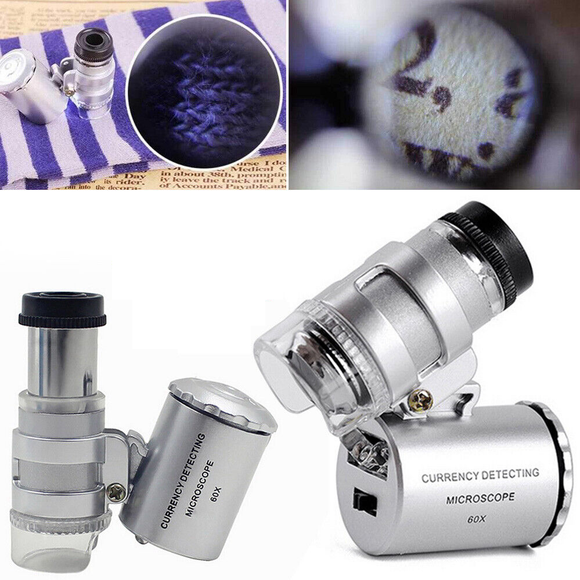 60x Led Coins Jewelers Magnifying Loupe Magnifier Loop Eye Light Jewelry Pocket