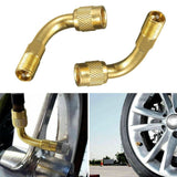 2x 90 Degree Brass Air Tyre Valve Extension Adaptor Car Tire Stem Extender Tools