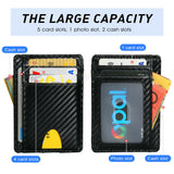 RFID Blocking Credit Card Holder Minimalist Slim Wallet Carbon Fibre Leather