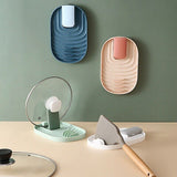 Style Pot Lid Shovel Storage Rack Practical Kitchen Pot Lid Spatula Holder Blue