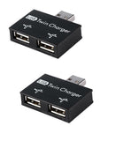 2pcs USB2.0 Male to Twin Charger Dual 2 Port USB Splitter Hub Adapter Converter
