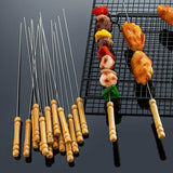 12x BBQ Metal Skewers Stainless Steel Flat Needle Barbecue Tools Kebab Stick