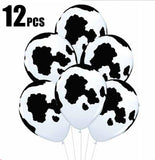 12PCS 30cm Cow Hide Print Latex Balloons Zoo Animal Country Holstein West Decor