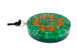 Malachite Heart Copper Coil Orgonite Pendant Gemstone Disc Reiki Energy Necklace