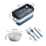 Bento Box Lunch Containers Food Microwave Stainless Portable Dinnerware Blue