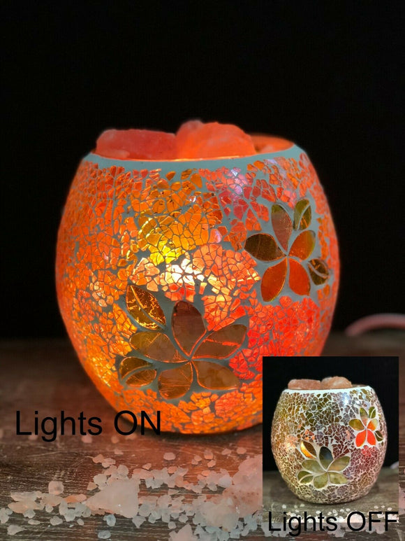 Frangipani Glass Mosaic Vase Bowl HIMALAYAN CRYSTAL SALT LAMP Natural Rock