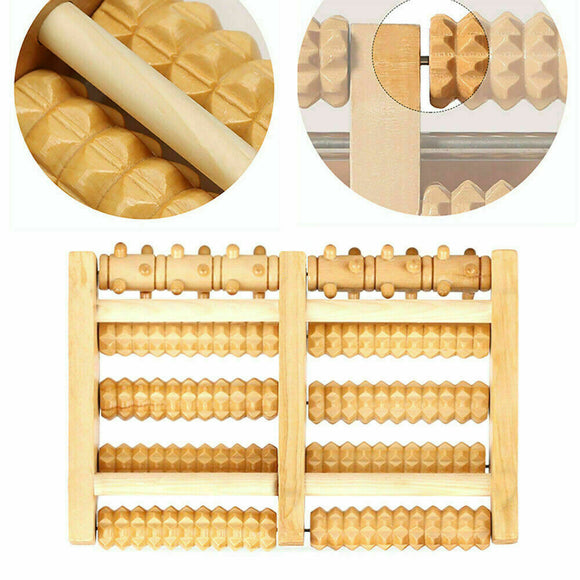 Wooden Foot Pain Massager 5 Roller Care Reflexology Relax Stress Relief Large