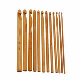 12x Bamboo Crochet Hooks Set Handle DIY Wooden Knitting Needle 3-10mm