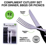 12pce Knife & Fork Cutlery Set Stainless Steel With Steak Knife Home Master