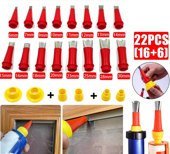 22pcs Caulking Caulk Nozzle Applicator with Base Kits Sealant Finishing Tools