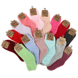 3 Pair Socks Womens Microfibre Crew Cut Plain Assorted Colours