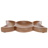 Teak Wood Bowl Triple Moon Dish Trinket Tray Crystals Jewellery Wooden 22x10x2cm