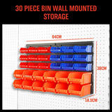 30Pc Parts Storage Bins Wall Mounted Tool Organiser Board Tray Rack Workshop Box