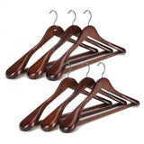 6pcs High-Grade Wide Shoulder Wooden Coat Hangers Smooth Solid Wood Suit Hanger