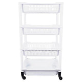 Layer 4 Tier Storage Cart Multi-Purpose Portable Lightweight Durable White 82cm