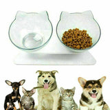 Double Elevated Pet Bowl Feeder Cat Dog Food Raised Lifted Stand Bowls