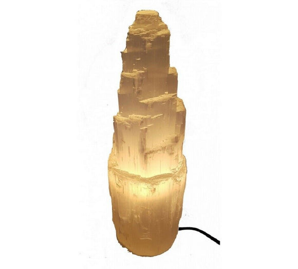 Large Selenite Tower Calcite Natural Crystal Reiki Chakra Minerals Lamp 20cm