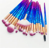 20PCS Eye Make-up Brushes Diamond Unicorn Eyebrow Blending Brush Purple/Blue Set