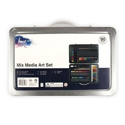 90pcs Mixed Media Art Set w/Metal Box Painting Drawing Sketching Kit Watercolour
