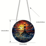 Lighthouse Suncatcher Acrylic Window Colorful Hanging Home Decor 15cm- Style 01