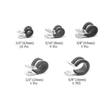 42x EPDM Rubber Lined P Clips Cable Hose Pipe Clamps Holder Air Clip Clamp Set