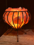 HIMALAYAN CRYSTAL SALT LAMP Metal Cage Basket Vase Bowl Natural Rock