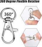 100pcs Swivel Clasps Lanyard Snap Hooks with Key Ring Key Chain Clip Silver