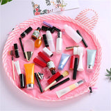 Cosmetic Makeup Drawstring Bag Magic Travel Pouch Storage Organizer Pink Strip