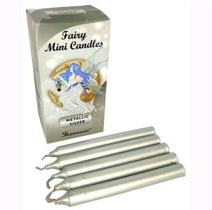 Fairy Mini Candles Metallic Silver Lacquered Protection Rituals - Pack of 20