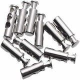 50pcs Double Hole Metal Cord Lock Apparel Clamp Barrel Toggle Spring Stopper