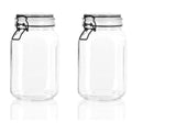 2pcs Clear Glass Jars Clip Candy Food Seasoning Condiment Storage Container 1.5L