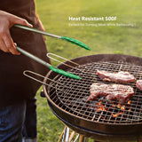 Set of 2 Cooking Tongs 9-Inch & 12-Inch Premium Silicone BPA Free NonStick Green