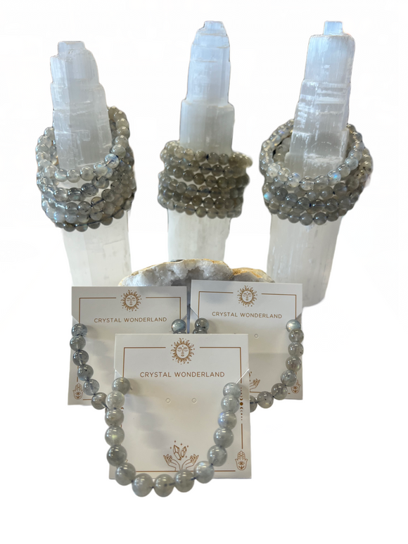 1pc Labradorite Crystal Beads Bracelet 8mm Natural Gemstone Healing