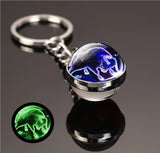 1x Keychain Constellation Keyring Luminous Glass Ball Pendant - Taurus