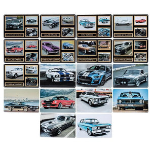4x Brands and Cars Mancave Plate Sign 20cmx30cm Car Brand Decor Design Assorted