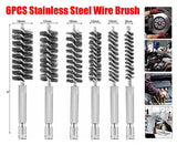 Stainless Steel Wire Brush Bore Cleaning Brush 1/4" Shank For Drill Power Tool
