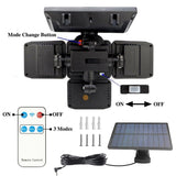 198 LED 4 Head Solar Motion Sensor Light Outdoor Garden Wall Security Flood Lamp