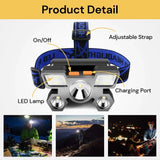 LED Head Light Torch Headlamp USB Rechargeable Flashlight Fishing Lamp Camping