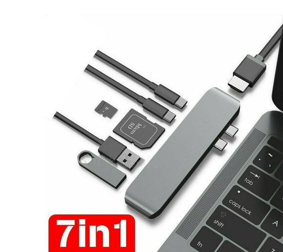 7in1 USB-C Type C HD Output 4K HDMI USB 3.0 Adapter SD TF Card HUB MacBook Pro