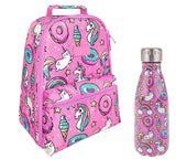Sachi Insulated Backpack Lunch Bag and Water Bottle 350ml Kit - Unicorn